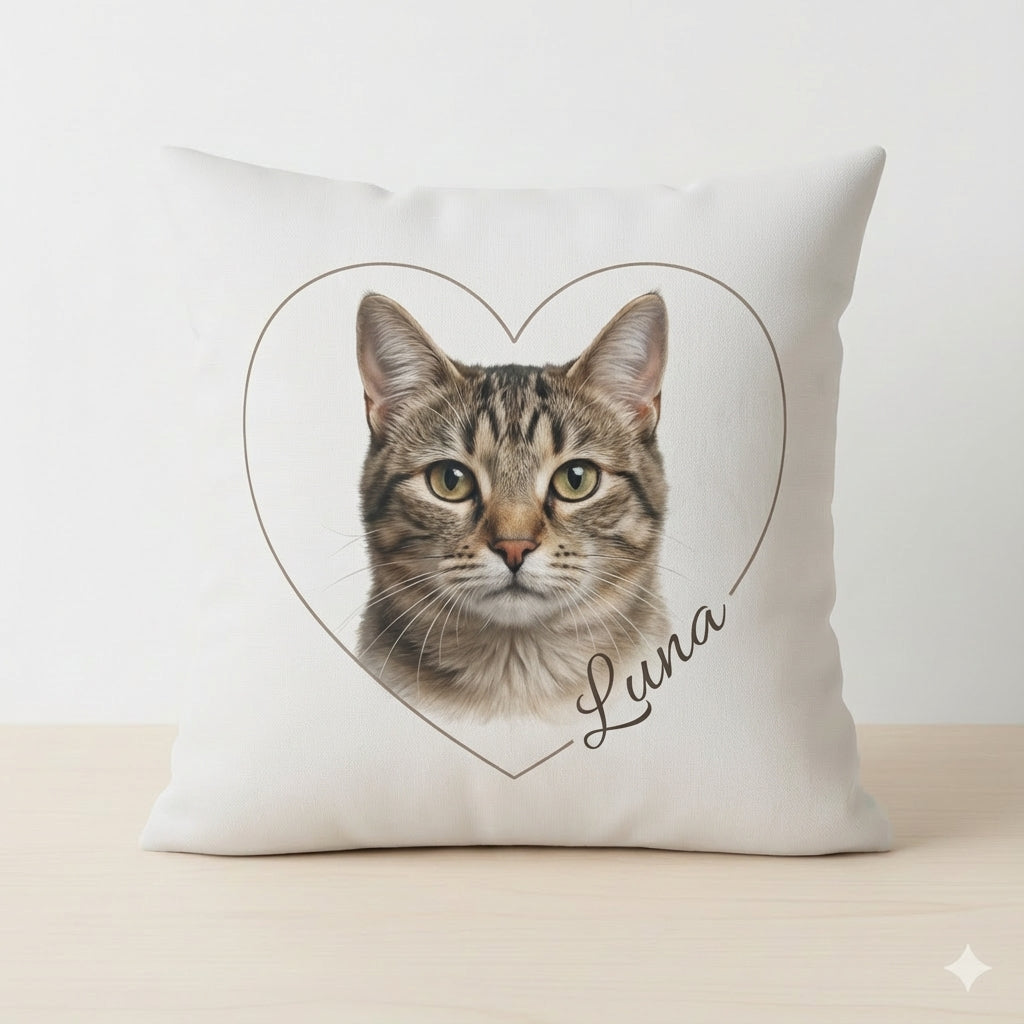 Custom Cat Photo Throw Pillow Personalized Cat Cushion