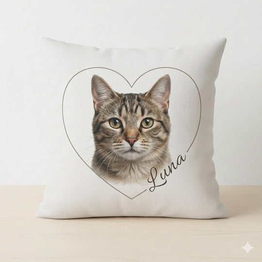 Custom Cat Photo Throw Pillow Personalized Cat Cushion
