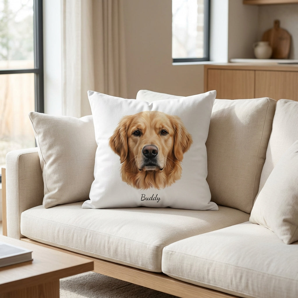 Custom Dog Photo Throw Pillow Personalized Dog Cushion