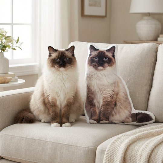 Custom Cat Pillow Made From Your Photo Personalized Cat Shaped Cushion