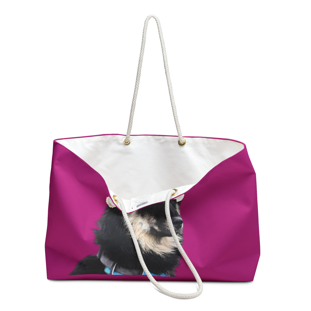 Tote Bag — Black Finnish Lapphund Portrait on Fuchsia Background