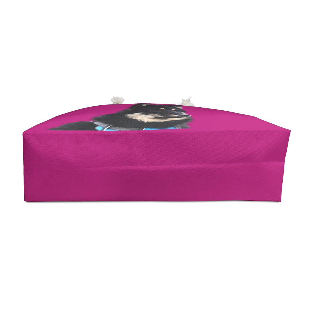 Tote Bag — Black Finnish Lapphund Portrait on Fuchsia Background