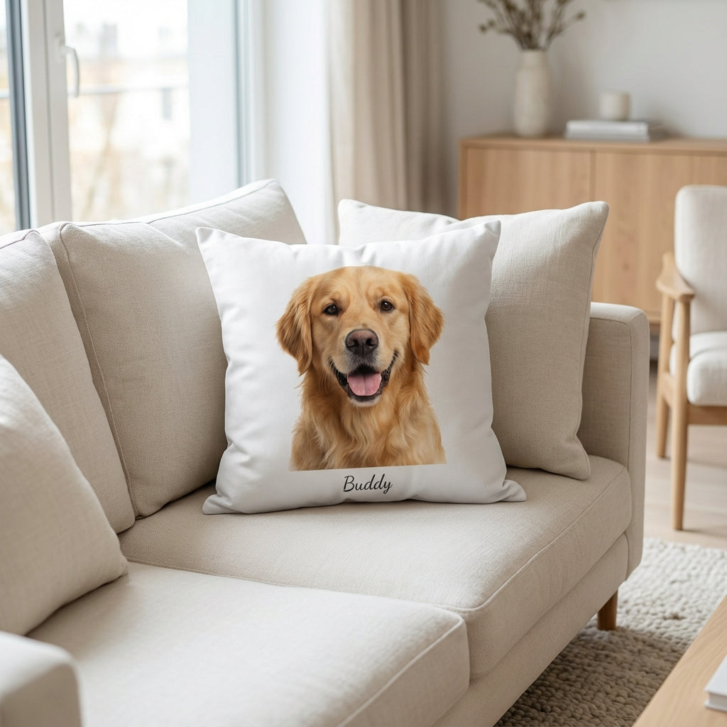 Custom Dog Photo Throw Pillow Personalized Dog Cushion