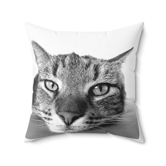 Custom Black & White Pet Pillow — Monochrome Pet Portrait Square Pillow