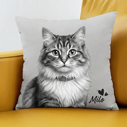 Custom Pet Black And White Throw Pillow