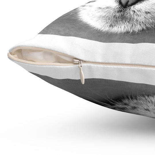 Custom Black & White Pet Pillow — Monochrome Pet Portrait Square Pillow