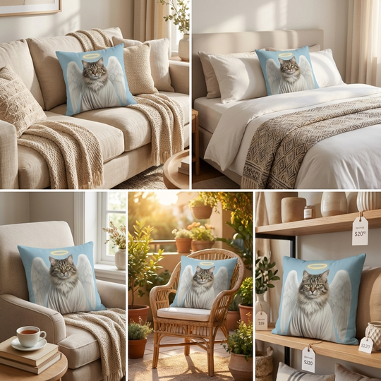 Personalized Cat Angel Pillow A Loving Memorial Keepsake