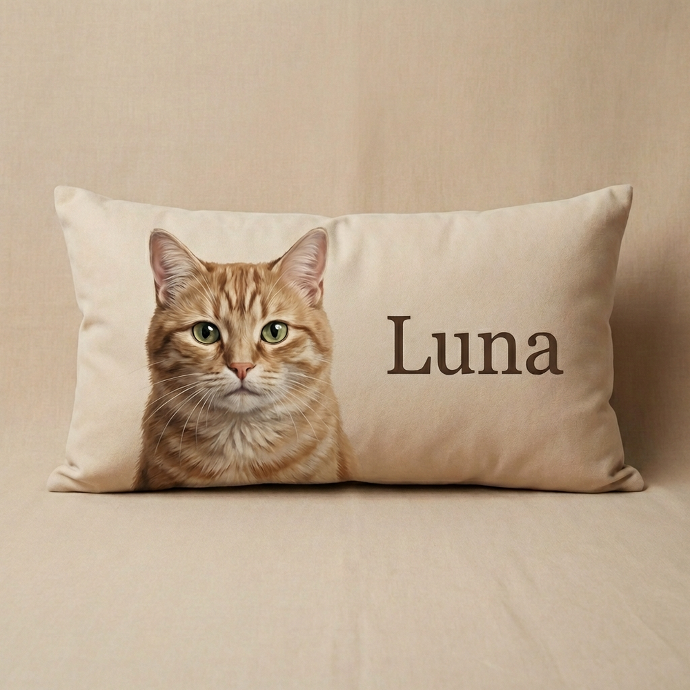 Custom Rectangular Pet Pillow Personalized Pet Photo with Name