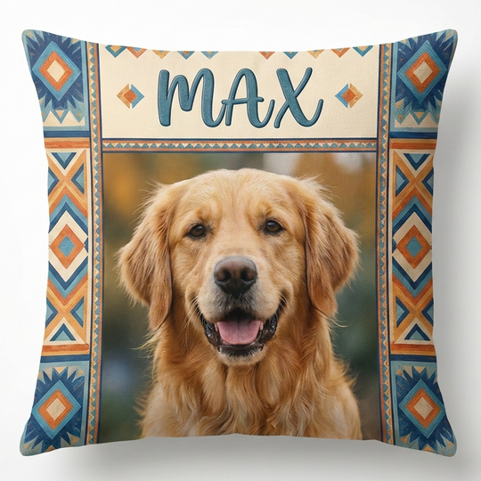 Custom Pet Photo Pillow with Premium Border Design