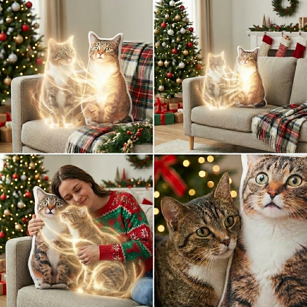 Custom Cat Pillow Made From Your Cat Photo