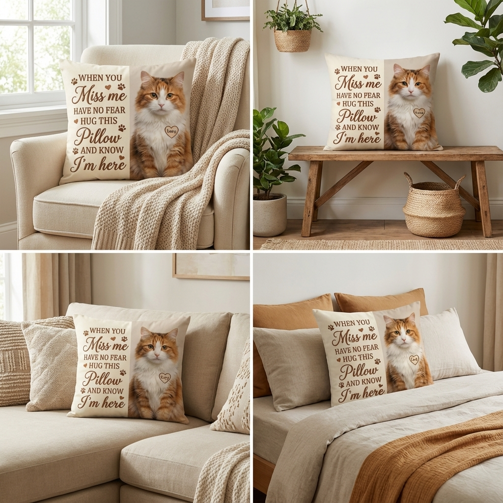 Personalized Pet Hug Pillow “When You Miss Me” Comfort Pillow